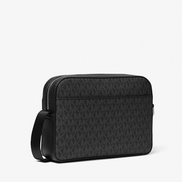 Michael Kors Cooper Logo and Striped Crossbody In Dk Sangria NWT - Picture 3 of 5